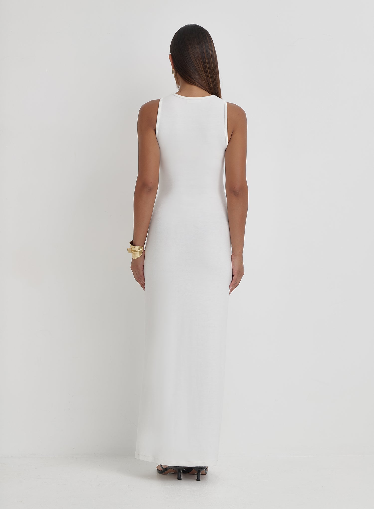 Cream Tie Front Maxi Dress